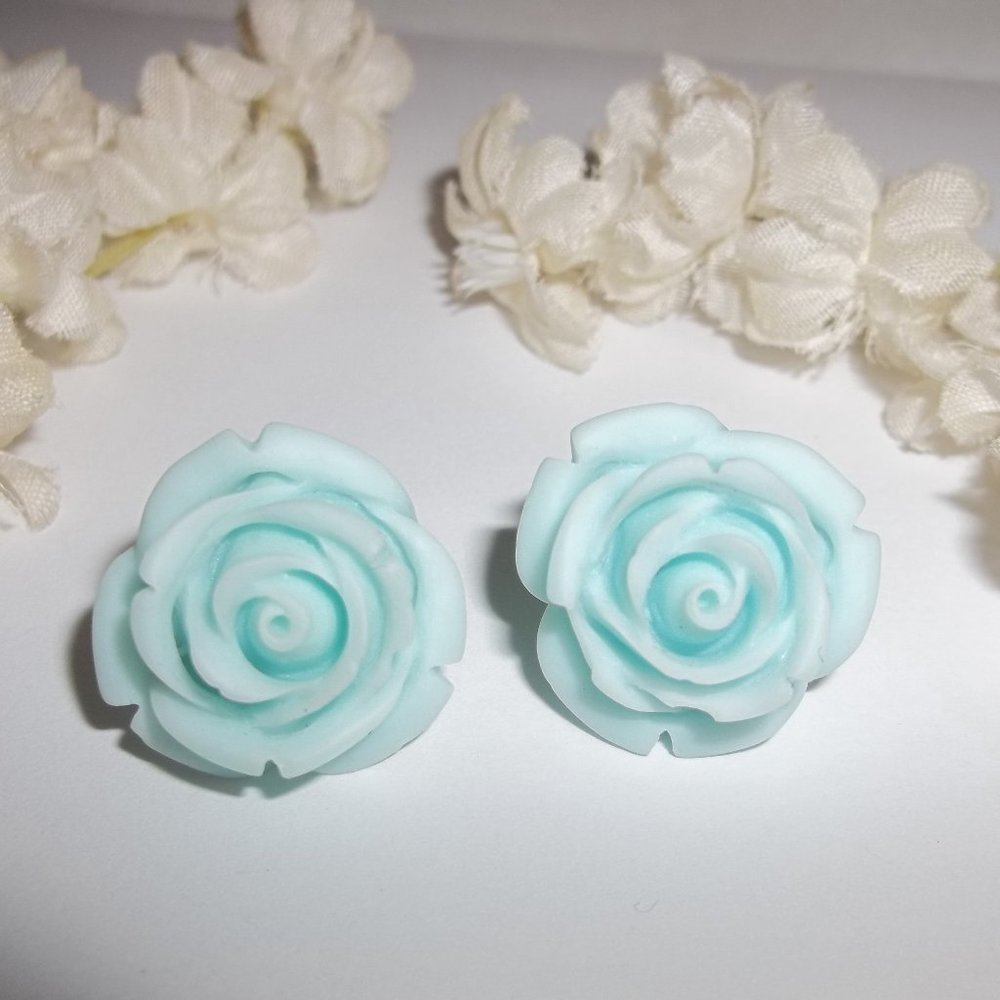 Earring, Flower Earring, Blue Earring, Turquoise Flower Earring, Earrings C172